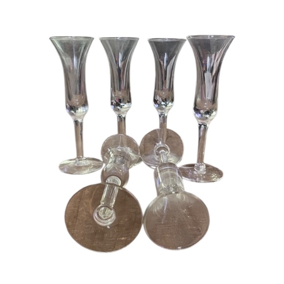 Set of 6 Stemmed Clear Glass Cordial / Shot Glasses - Picture 2 of 2